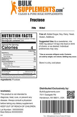 Fructose label
