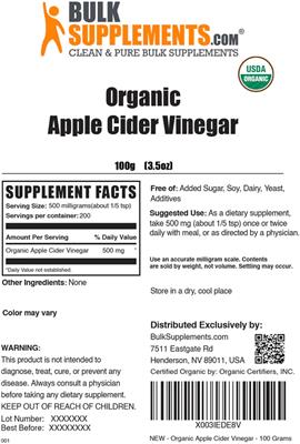 Organic Apple Cider Vinegar label