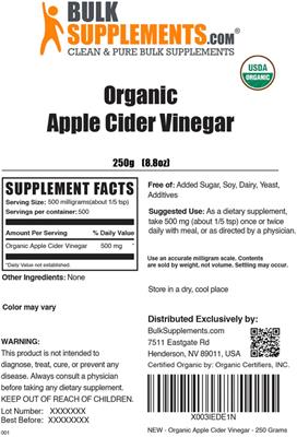 Organic Apple Cider Vinegar label