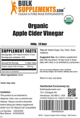Organic Apple Cider Vinegar label
