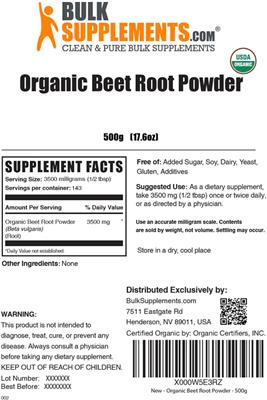 Organic Beet Root Powder label