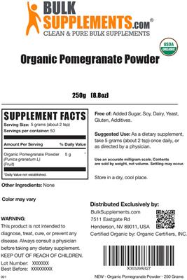 Organic Pomegranate Powder label