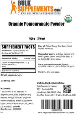 Organic Pomegranate Powder label