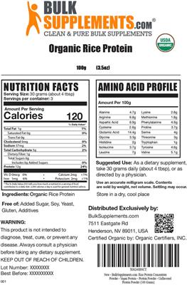 Organic Rice Protein label