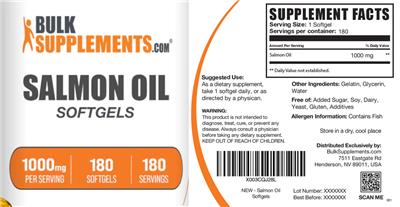 Salmon Oil Softgels 1000 mg label