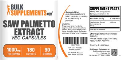 Saw Palmetto Extract Veg Capsules 1000 mg label