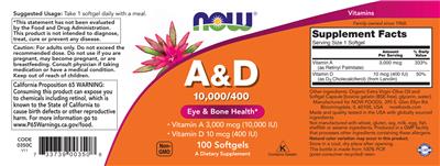 A&D 10,000 IU/400 IU label