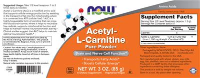 Acetyl-L-Carnitine Pure Powder label