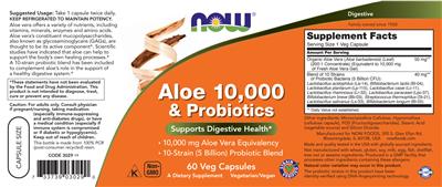 Aloe 10,000 & Probiotics label