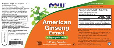 American Ginseng Extract label