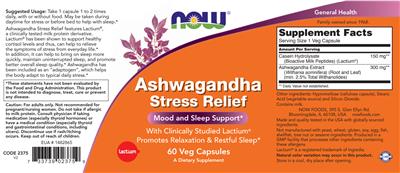 Ashwagandha Stress Relief label