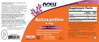 Astaxanthin 4 mg label