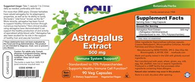 Astragalus Extract 500 mg label