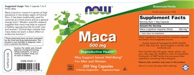 Maca 500 mg label