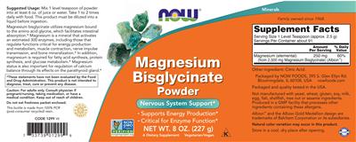 Magnesium Bisglycinate Powder label
