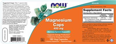 Magnesium Caps 400 mg label