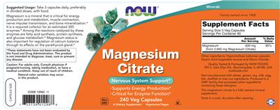 Magnesium Citrate label