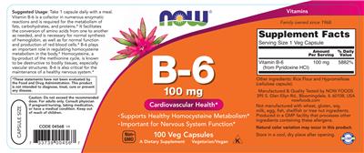 B-6 100 mg label