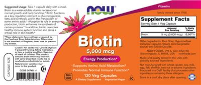 Biotin 5,000 mcg label