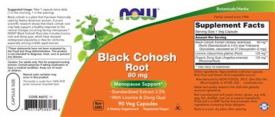 Black Cohosh Root 80 mg label