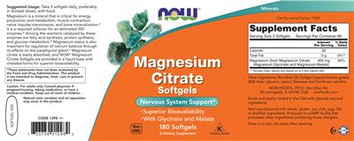 Magnesium Citrate Softgels label