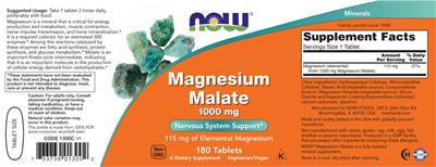 Magnesium Malate 1000 mg label