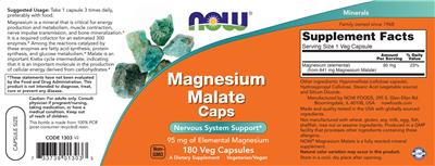 Magnesium Malate Caps label