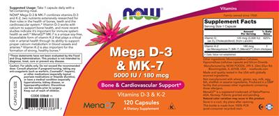 Mega D-3 5000 IU & MK-7 180 mcg label