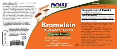Bromelain 2400 GDU/g - 500 mg label