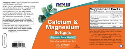 Calcium & Magnesium Softgels label