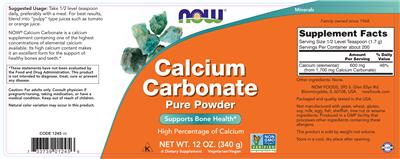 Calcium Carbonate Pure Powder label
