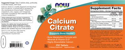 Calcium Citrate label