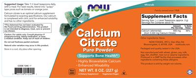 Calcium Citrate Pure Powder label