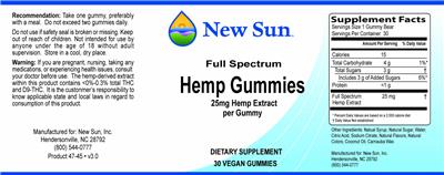Full Spectrum Hemp Gummies 25mg label