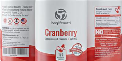 Cranberry 500 mg label