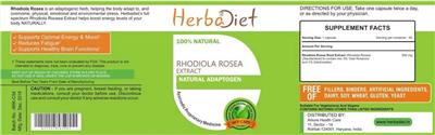 Rhodiola Rosea Extract label