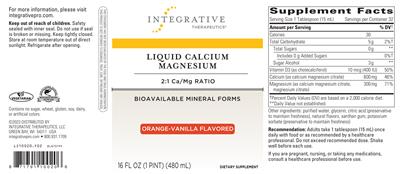 Liquid Calcium Magnesium Orange-Vanilla Flavored label