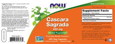 Cascara Sagrada 450 mg label