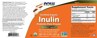 Certified Organic Inulin label
