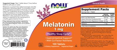 Melatonin 1 mg label