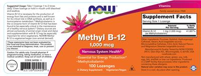 Methyl B-12 1,000 mcg label