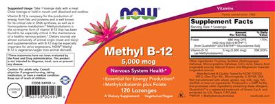 Methyl B-12 5,000 mcg label