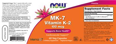 MK-7 Vitamin K-2 100 mcg label