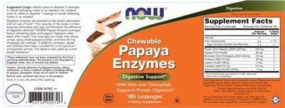 Chewable Papaya Enzymes label