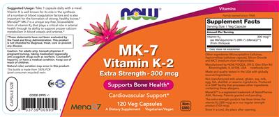 MK-7 Vitamin K-2 Extra Strength - 300 mcg label