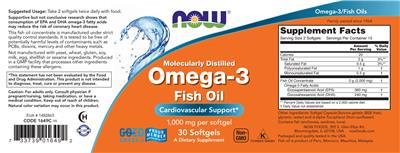 Molecularly Distilled Omega-3 Fish Oil label