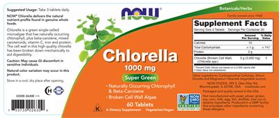 Chlorella 1000 mg label