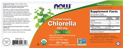 Chlorella 500 mg label