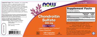 Chondroitin Sulfate 600 mg label