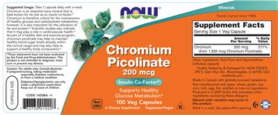 Chromium Picolinate 200 mcg label